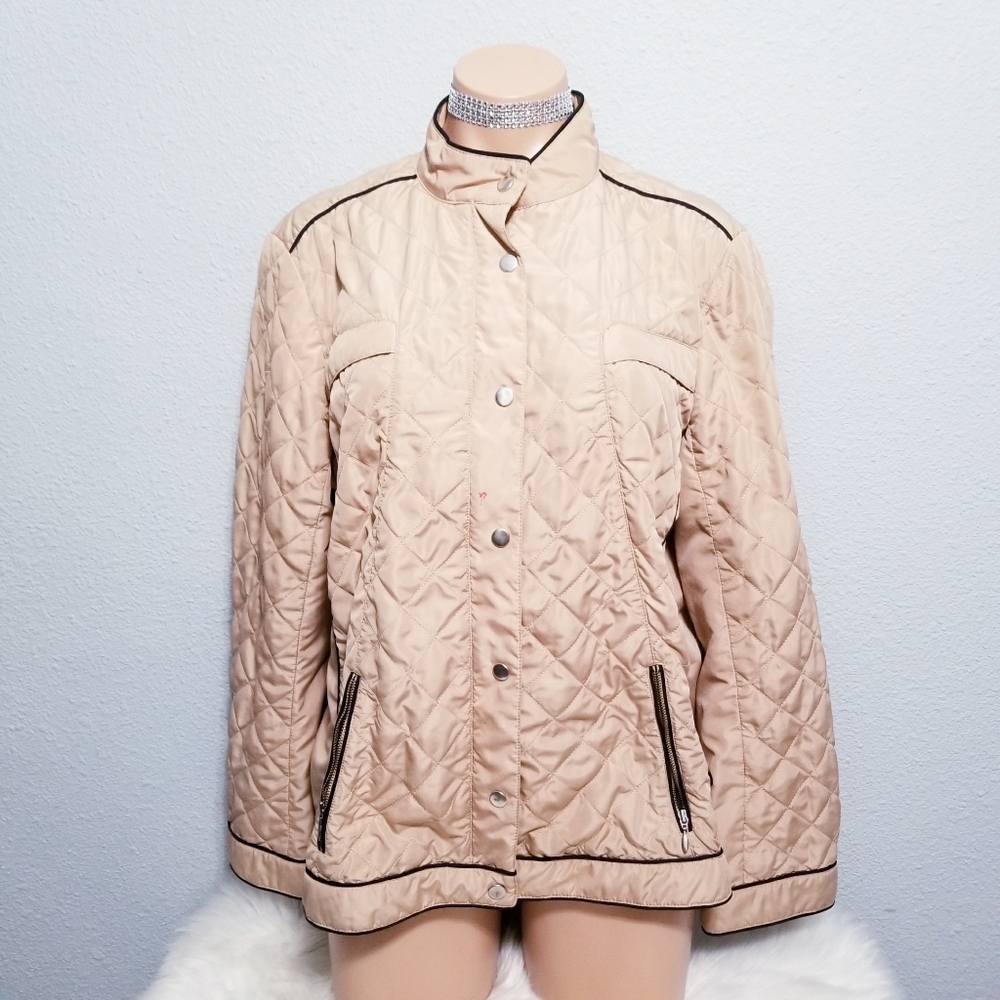 Chico's women's tan quilted neutral jacket